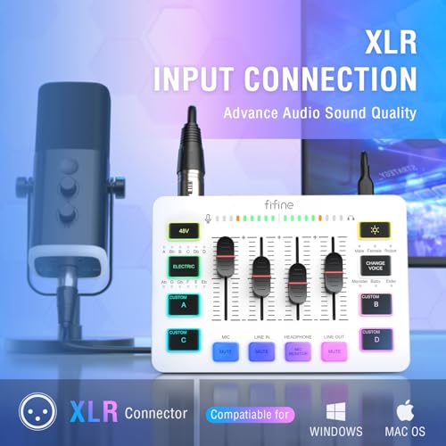 FIFINE Audio Mixer, Gaming Streaming PC Mixer with Slider Fader, XLR Microphone Interface, Monitoring, for Video/Game Voice/Podcast Recording-AmpliGame SC3W - Image 2