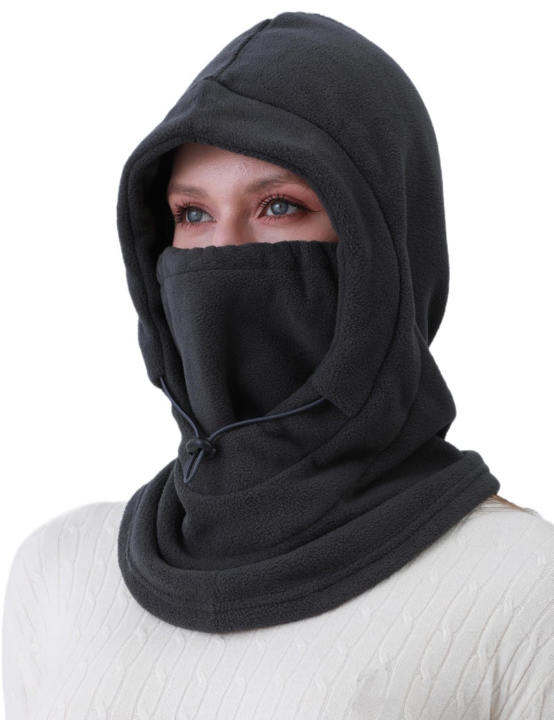 Eyegla Fleece Balaclava Ski Mask Winter Face Mask for Women Men Thermal Hooded Scarf Face Cover for Cold Weather Dark Gray - Image 1