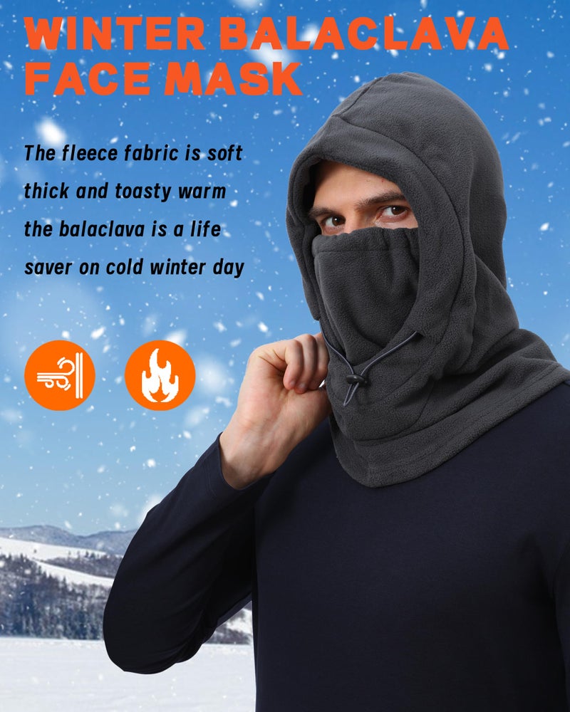 Eyegla Fleece Balaclava Ski Mask Winter Face Mask for Women Men Thermal Hooded Scarf Face Cover for Cold Weather Dark Gray - Image 3