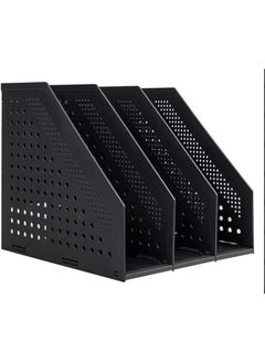 HOOKOR Collapsible Magazine File Holder/Desk Organizer for Office Organization and Storage with 3 Vertical Compartments, Dark Grey  - Image 1