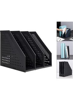 HOOKOR Collapsible Magazine File Holder/Desk Organizer for Office Organization and Storage with 3 Vertical Compartments, Dark Grey  - Image 5