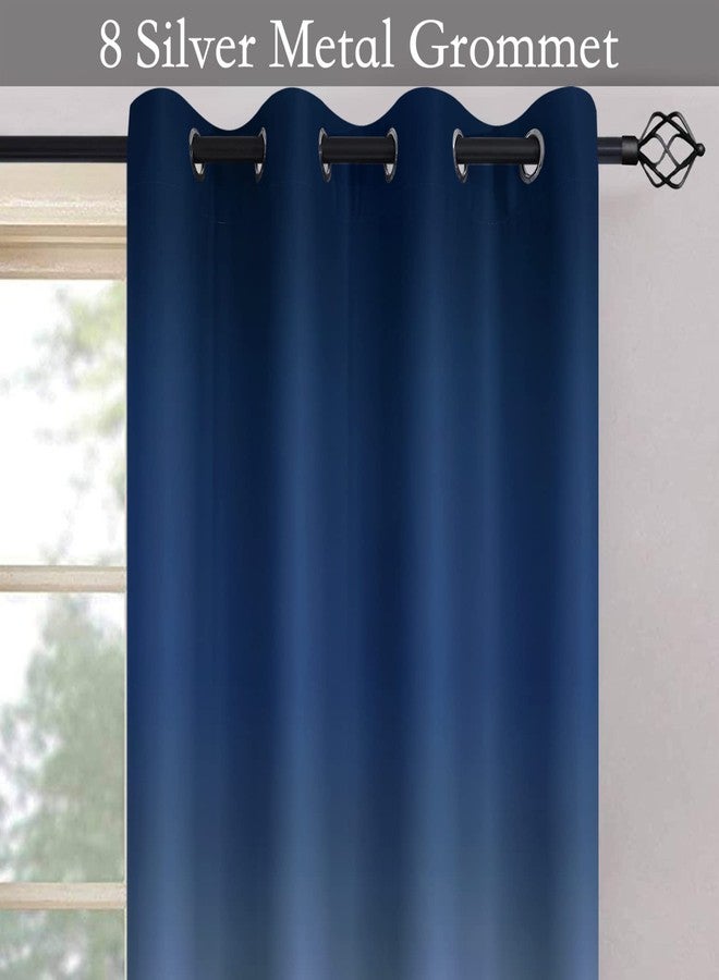 SimpleHome Ombre Room Darkening Curtains for Bedroom, Light Blocking Gradient Blue to Grey White Thermal Insulated Grommet Window Curtains/Drapes for Living Room,2 Panels, 52x84 inches Length - Image 2