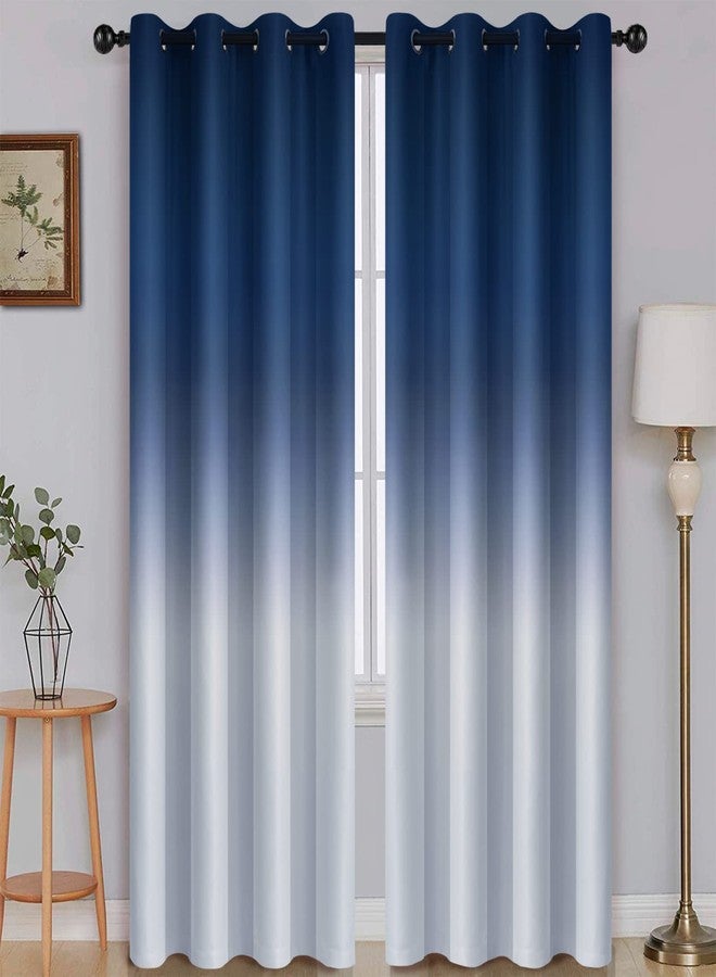 SimpleHome Ombre Room Darkening Curtains for Bedroom, Light Blocking Gradient Blue to Grey White Thermal Insulated Grommet Window Curtains/Drapes for Living Room,2 Panels, 52x84 inches Length - Image 1