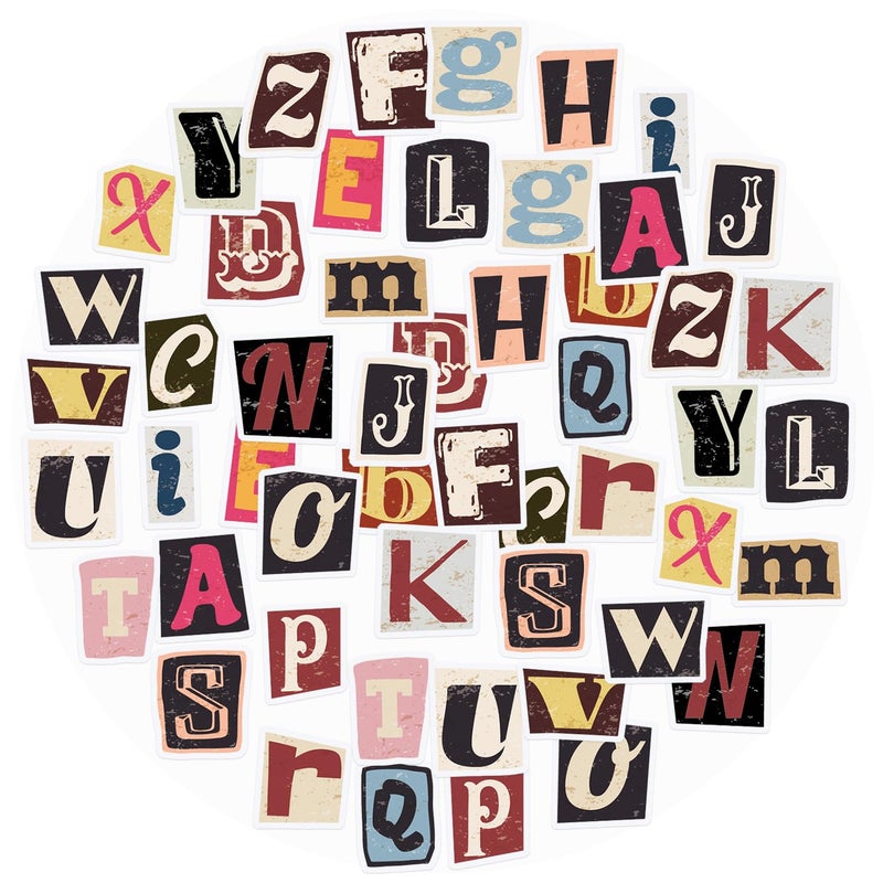 Obujopal 52 Pcs Scrapbook Alphabet Letter Stickers for Journal Collage Card Making Diary Planer Notebook Envelope Letter Laptop Phone Case Gift Wrapping Craft Decoration - Image 1