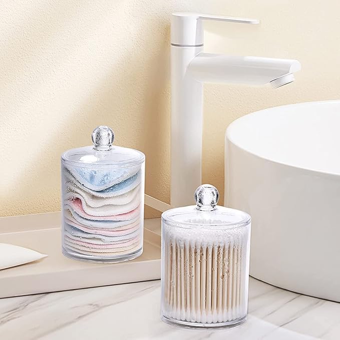 Xpandio Cotton Swab Dispenser, Clear Acrylic Storage Box with Lid, 2 Pack - Image 4