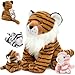 MorisMos Tiger Stuffed Animal with Babies Plush Set Realistic Mommy Stuffed Tiger Plush with 3 Baby Cubs Inside Wild Zoo Animal Toys for Kid Toddler Christmas Decor Birthday Gift Jungle Themed Party - Image 2