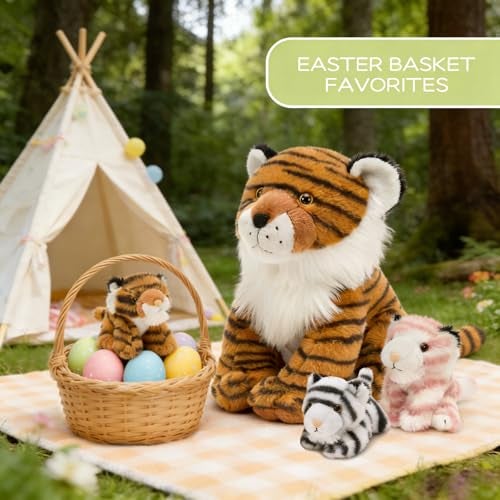 MorisMos Tiger Stuffed Animal with Babies Plush Set Realistic Mommy Stuffed Tiger Plush with 3 Baby Cubs Inside Wild Zoo Animal Toys for Kid Toddler Christmas Decor Birthday Gift Jungle Themed Party - Image 5