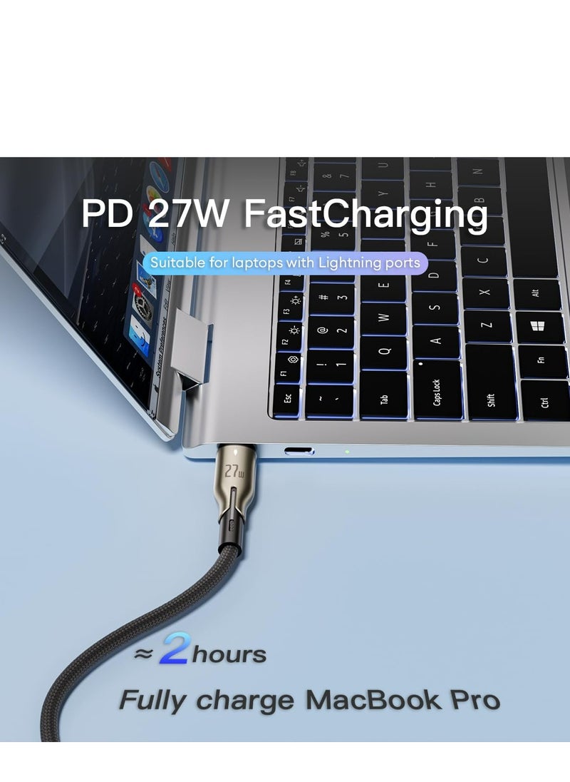 Majesty - iPhone Charger Cable - USB-C to Lightning Cable Braided Cord 27W High Quality Zinc Alloy Fast Charging Cord for iPhone 14/14 Pro/14 Plus/14 Pro Max, iPad Pro, iPhone 8-13 Series  1M - Image 1