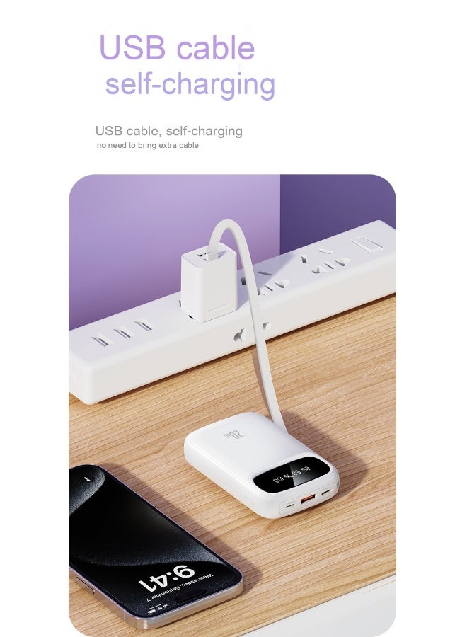 10,000mAh Mini Power Bank with Super Fast Charge and Built-in Cable - Image 2