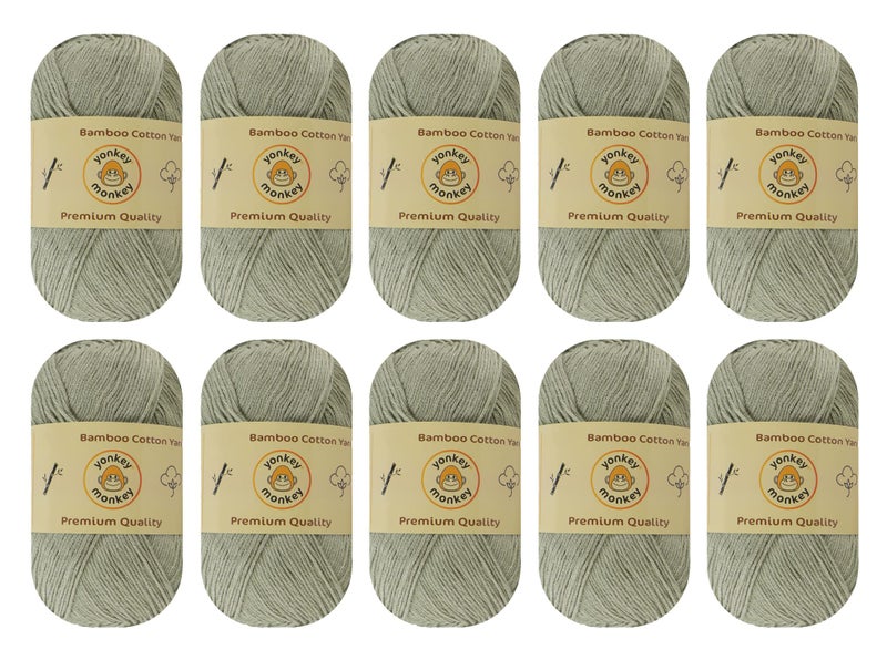 Yonkey Monkey 10-Pack of Yonkey Monkey 500 Grams Yarn - 70% Rayon derived from Bamboo, 30% Cotton - Imported - Pea Green 9012 - Image 1