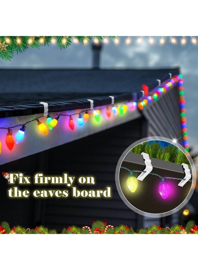 SelfTek 60 Pcs Christmas Light Clips Hooks, 1 5/8" Fascia Board Clips, Weatherproof Plastic Gutter Clips for Hanging Outdoor Lights, Holiday Light Clips Light Hangers for Roof Gutter Fence Eave-White - Image 2