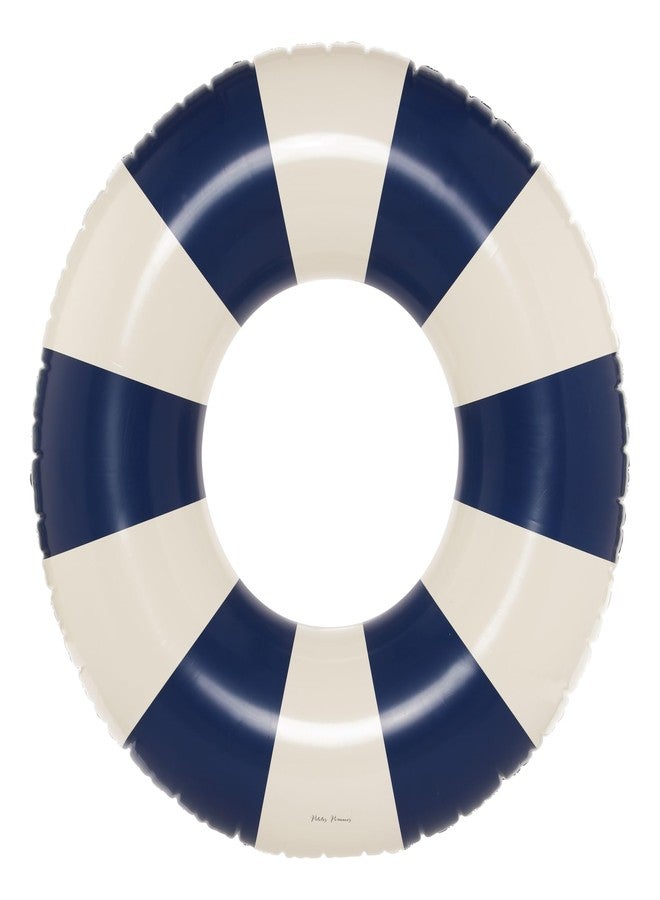 Petites Pommes Tire Inner Tube for Adults - Durable Swim Ring, Handprinted Classic Striped Design Round Pool Floats, Soft Comfort Seaming, Packable Floats for Travel, Dark Blue, 47 inch - Image 1