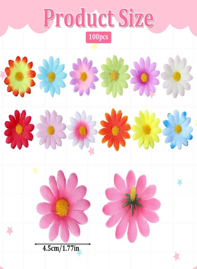 Macuezu 100 Pcs Fabric Daisy Flower, 4 cm Artificial Daisies, Small Fake Flowers, Mini Faux Flowers for Crafts for Easter Bonnet, DIY Wreath Wedding Craft Party Table (Mixed Color) - Image 2