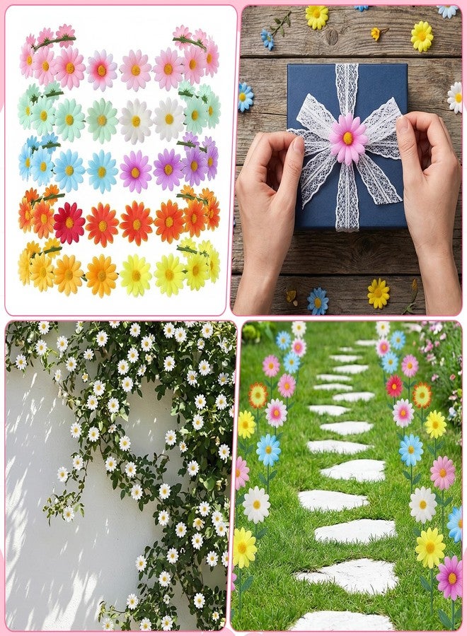 Macuezu 100 Pcs Fabric Daisy Flower, 4 cm Artificial Daisies, Small Fake Flowers, Mini Faux Flowers for Crafts for Easter Bonnet, DIY Wreath Wedding Craft Party Table (Mixed Color) - Image 3