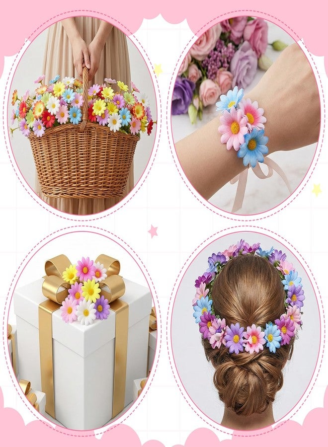 Macuezu 100 Pcs Fabric Daisy Flower, 4 cm Artificial Daisies, Small Fake Flowers, Mini Faux Flowers for Crafts for Easter Bonnet, DIY Wreath Wedding Craft Party Table (Mixed Color) - Image 4