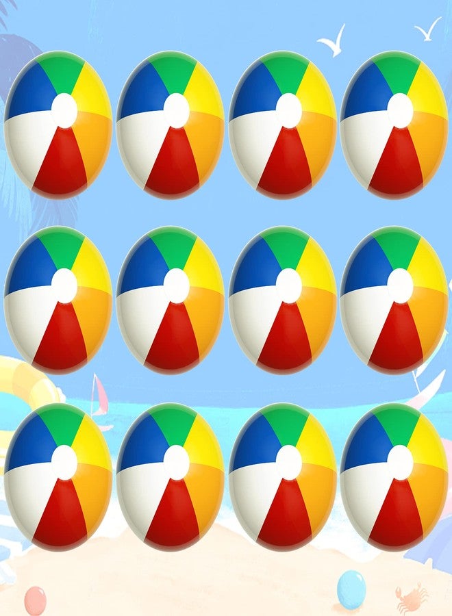 Cedtioaus Beach Ball, 12 Pcs Beach Balls Bulk, 12" Inflatable Beach Balls for Kids, Pool Party Summer Beach Birthday Gift (Rainbow Colored) - Image 1