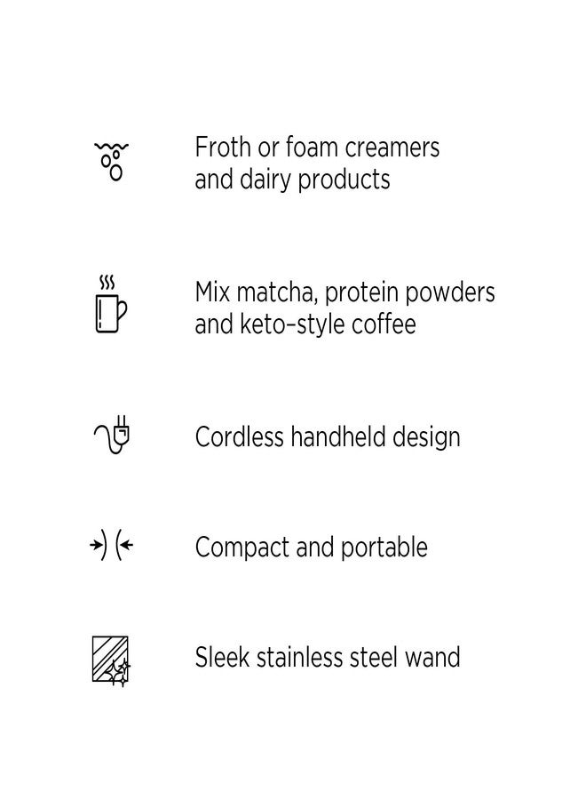 Chefman Handheld Electric Milk Frother Create Foam for Coffee, Cappuccinos, & Lattes, Mix Matcha & Protein Powder, Cordless & Compact, Stainless Steel Wand, Battery Operated - Image 4