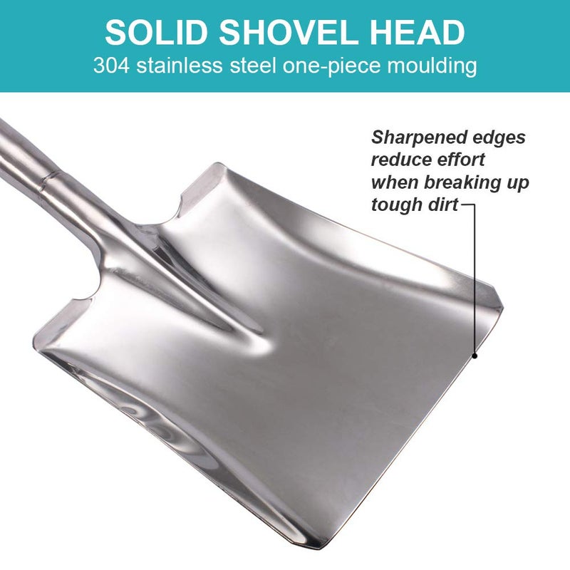 LUBAN مجرفة حديقة لوبان 31.5 بوصة برأس مسطح، مجرفة مربعة بمقبض D مصنوعة من الفولاذ المقاوم للصدأ - Image 3