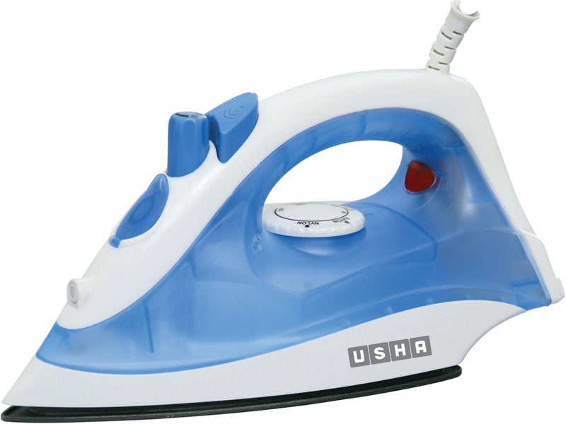 Usha 3713 1300Watt Steam Iron with Self Cleaning Function | Teflon Coated Soleplate | Powerful Steam Output upto18gm/min | 180ml Water Tank Capacity | 2 Years Warranty | (Blue & White) - Image 1