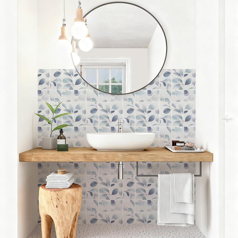 SVNOOC Peel & Stick Tile Stickers Waterproof Self-Adhesive Backsplash Stickers for Kitchen Bathroom Decor 10 Pack 11.8''x11.8'' (Blue) - Image 4