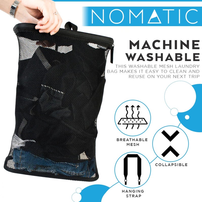 NOMATIC حقيبة غسيل شبكية NOMATIC - سلة غسيل سفر - حقيبة شبكية قابلة للتعبئة للملابس - كيس غسيل سفر قابل للتعبئة - Image 4