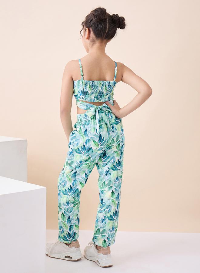 Stylo Bug Girls Tropical Print Crop Top And Trousers Set - Image 4