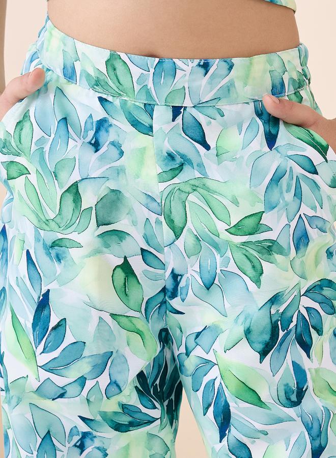 Stylo Bug Girls Tropical Print Crop Top And Trousers Set - Image 5