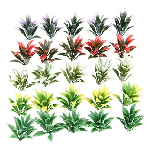 Yetaha 100PCS Mixed Model Plants, Colorful Flowering Plants, Railway Park Garden Scene Architecture Ornament Scenery, Railroad Layout Scene Decoration - Image 1