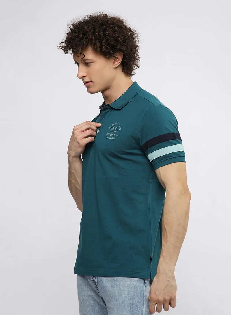 BEVERLY HILLS POLO CLUB  Logo Stripe Sleeve Polo for Men | Best Price UAE