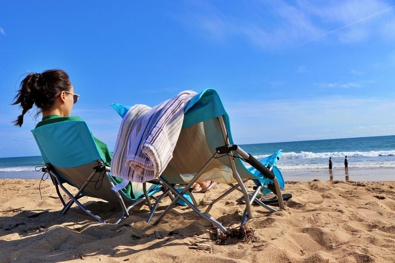 Nice C Low Beach Chair, Beach Chairs for Adults 2 Pack, Sling, Folding, Portable, Concert, Kids, Boat, Sand Chair with Cup Holder & Carry Bag (2 Pack of Blue) - Image 2