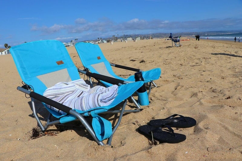 Nice C Low Beach Chair, Beach Chairs for Adults 2 Pack, Sling, Folding, Portable, Concert, Kids, Boat, Sand Chair with Cup Holder & Carry Bag (2 Pack of Blue) - Image 4