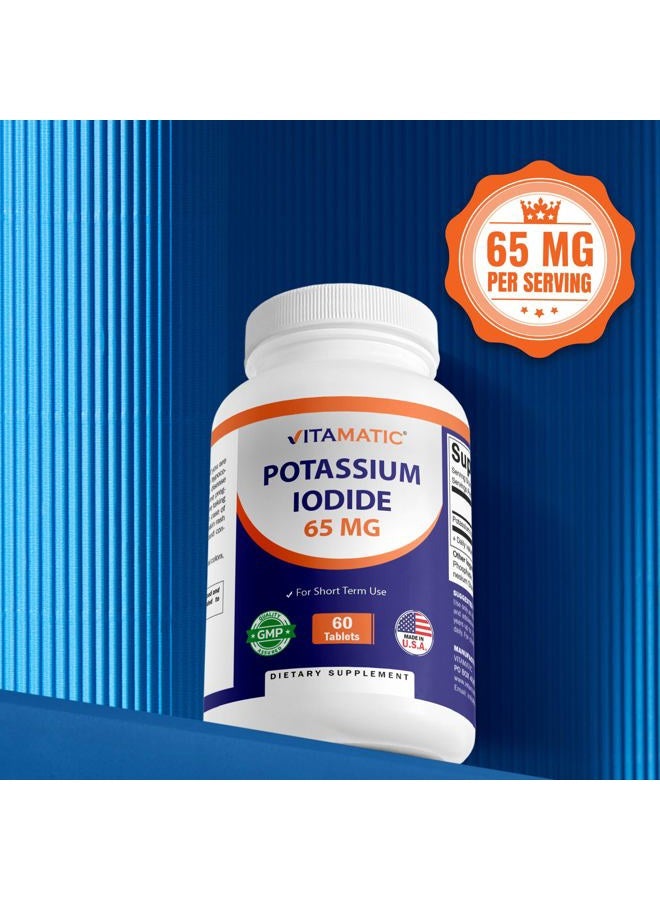 Vitamatic Potassium Iodide 65mg Per Serving - 60 Tablets - Thyroid Support - KI Pills (60 Count (Pack of 2)) - Image 5