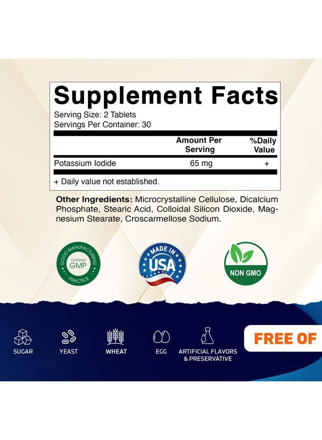 Vitamatic Potassium Iodide 65mg Per Serving - 60 Tablets - Thyroid Support - KI Pills (60 Count (Pack of 2)) - Image 2