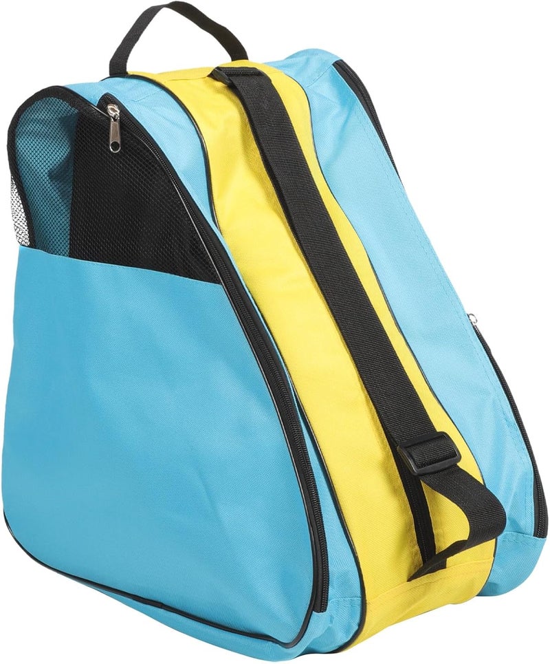 CHILDWEET Roller Skates Bag and Shoulder Pouch Breathable Zipper Storage for Inline and Quad Skating Shoes, Blue-Yellow Half Mesh Design for Sports and Outdoor Ice Skating Use - Image 1