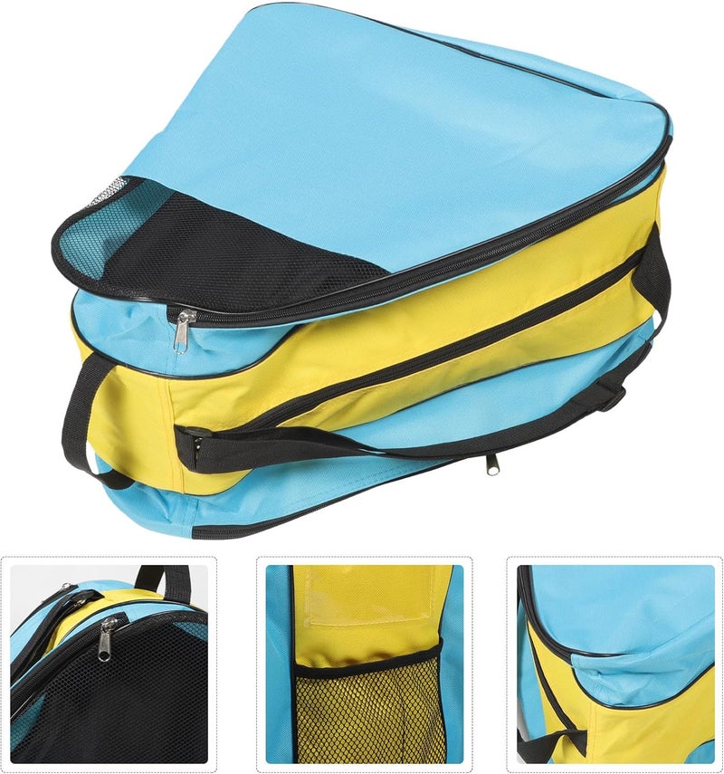 CHILDWEET Roller Skates Bag and Shoulder Pouch Breathable Zipper Storage for Inline and Quad Skating Shoes, Blue-Yellow Half Mesh Design for Sports and Outdoor Ice Skating Use - Image 3