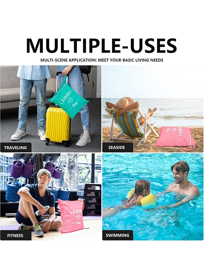 2 قطعة حقيبة غسيل سفر كبيرة مقاومة للماء وحقيبة جافة قابلة للغسل وحقيبة ملابس متسخة وحقيبة ملابس سباحة وحقيبة تمرين للصالة الرياضية وملابس غسيل وملابس مبللة وملابس سباحة ويوغا - Image 3