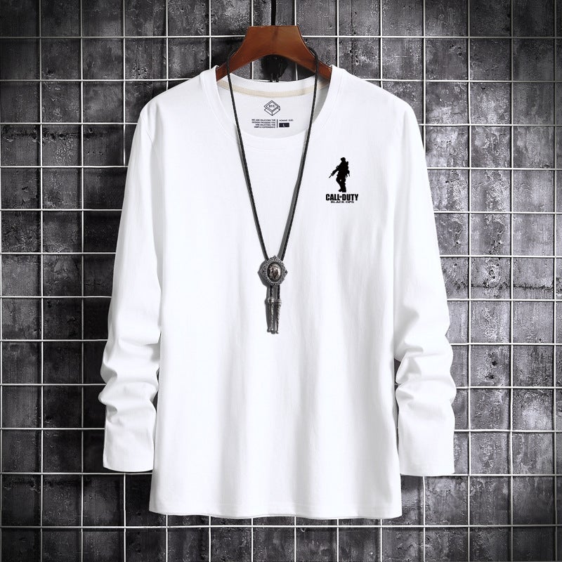 2025 Autumn Long Sleeve T-Shirt Men'S Top Youth Base Layer Korean Style Slim Fit Trendy Printed Round Neck Long Sleeve T-Shirt - Image 2