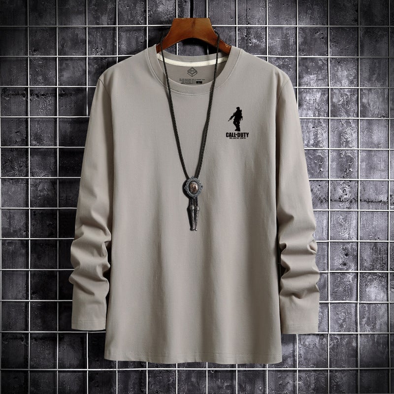 2025 Autumn Long Sleeve T-Shirt Men'S Top Youth Base Layer Korean Style Slim Fit Trendy Printed Round Neck Long Sleeve T-Shirt - Image 5
