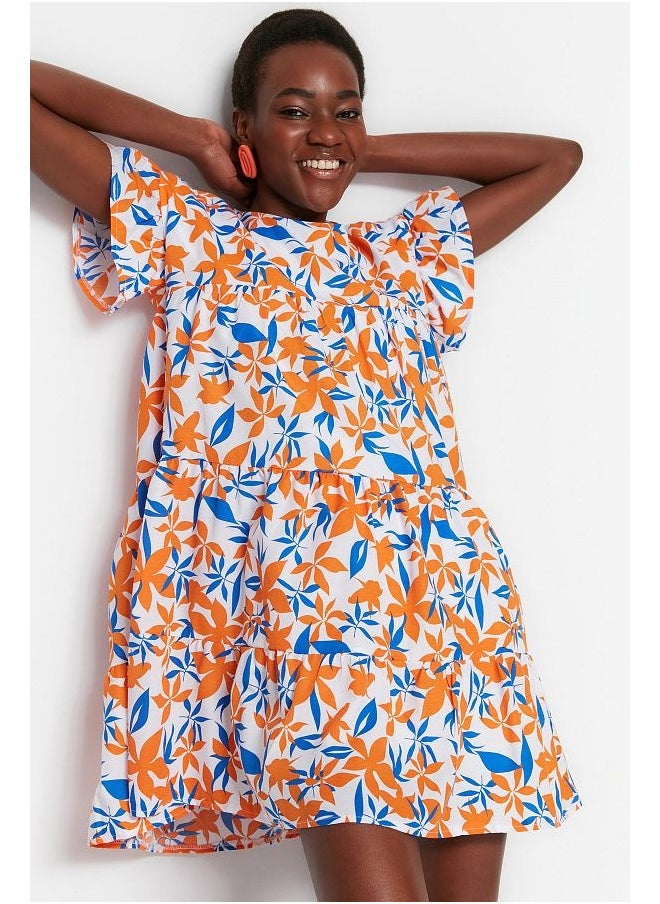 trendyol Ecru Floral Wide Cut Mini Woven Dress TWOSS22EL0867  - Image 1