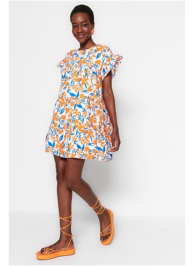 trendyol Ecru Floral Wide Cut Mini Woven Dress TWOSS22EL0867  - Image 2