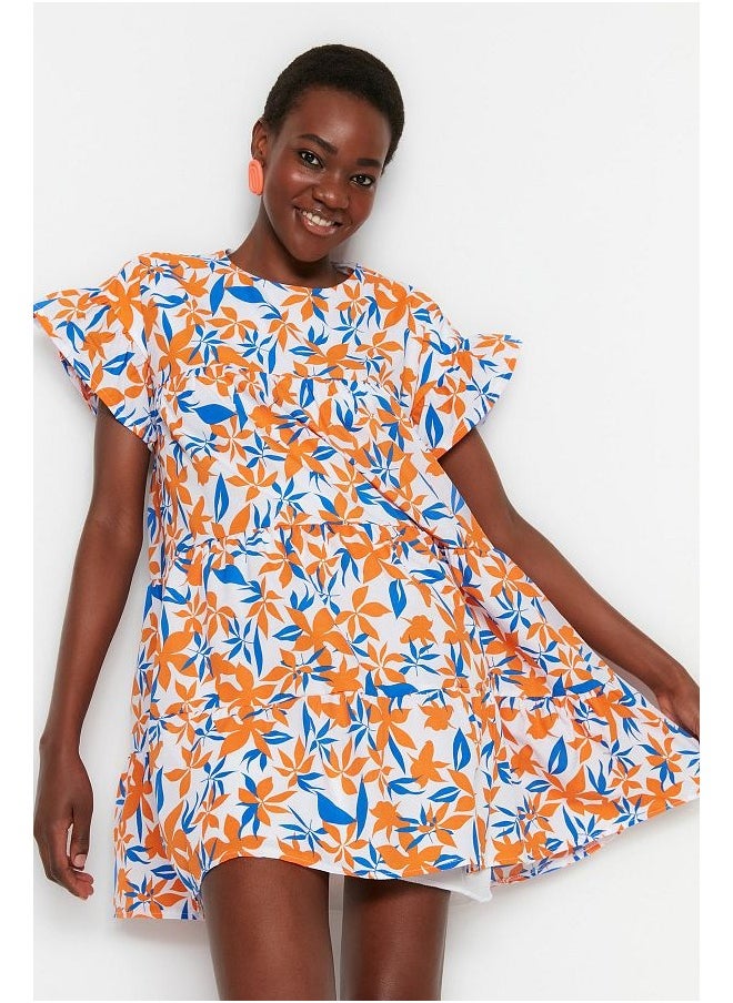 trendyol Ecru Floral Wide Cut Mini Woven Dress TWOSS22EL0867  - Image 3