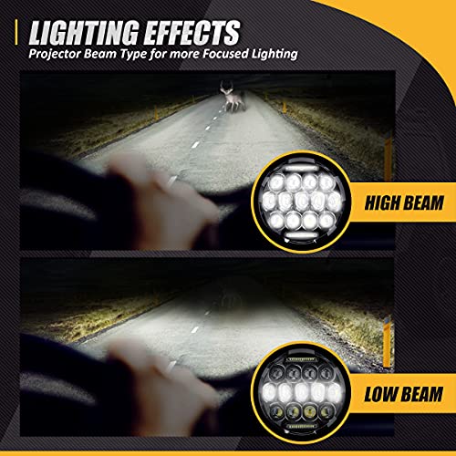 NUVISION LIGHTING NVL-HL-003 7 inches Matrix LED Bug Eye Super Bright Headlight Compatible with 97-17 Jeep Wrangler JK TJ LJ CJ 18 Wrangler JK with Wiring Harness (Left & Right) DOT Approved, Black - Image 4