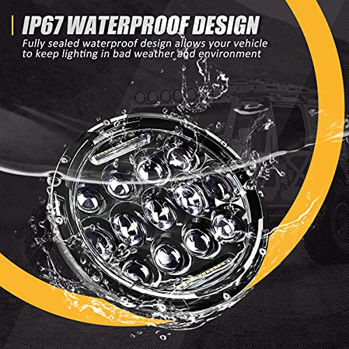 NUVISION LIGHTING NVL-HL-003 7 inches Matrix LED Bug Eye Super Bright Headlight Compatible with 97-17 Jeep Wrangler JK TJ LJ CJ 18 Wrangler JK with Wiring Harness (Left & Right) DOT Approved, Black - Image 5