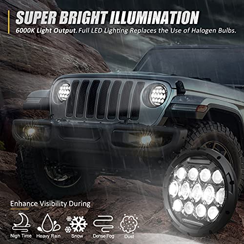 NUVISION LIGHTING NVL-HL-003 7 inches Matrix LED Bug Eye Super Bright Headlight Compatible with 97-17 Jeep Wrangler JK TJ LJ CJ 18 Wrangler JK with Wiring Harness (Left & Right) DOT Approved, Black - Image 3