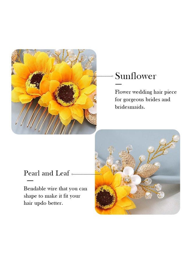 Jeairts Sunflower Bride Wedding Hair Comb Crystal Pearl Bridal Hair Side Combs Decorative Hair Accessories for Women(1-Silver) - Image 3