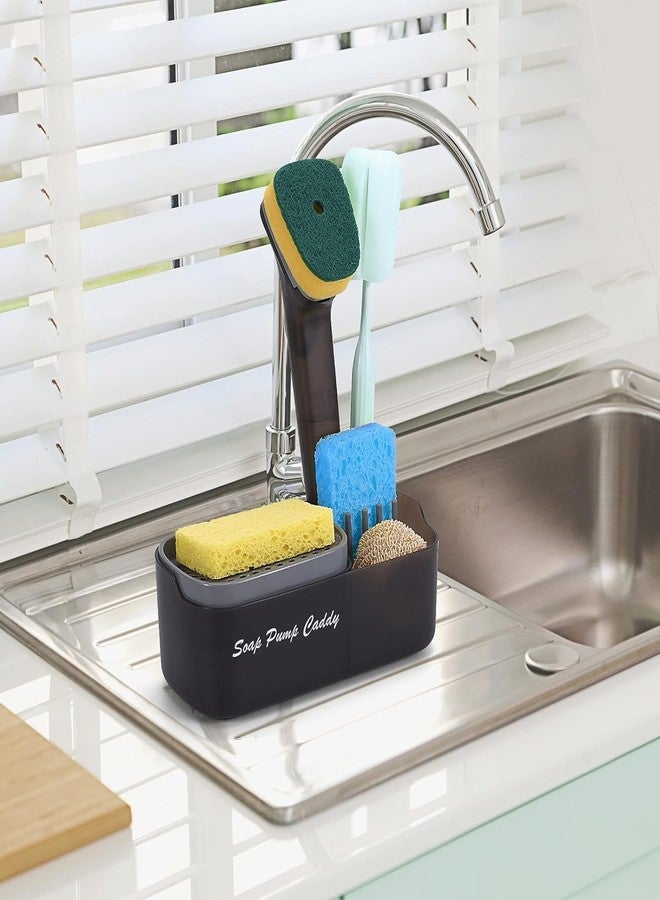 Surfexa Plastic Kitchen Dish Soap Dispenser with Sponge Holder, 3-in-1 Countertop Soap Pump Dispenser, for Kitchen Sink Dishwashing Soap Dispenser- 12.5 Ounces, Black - Image 3