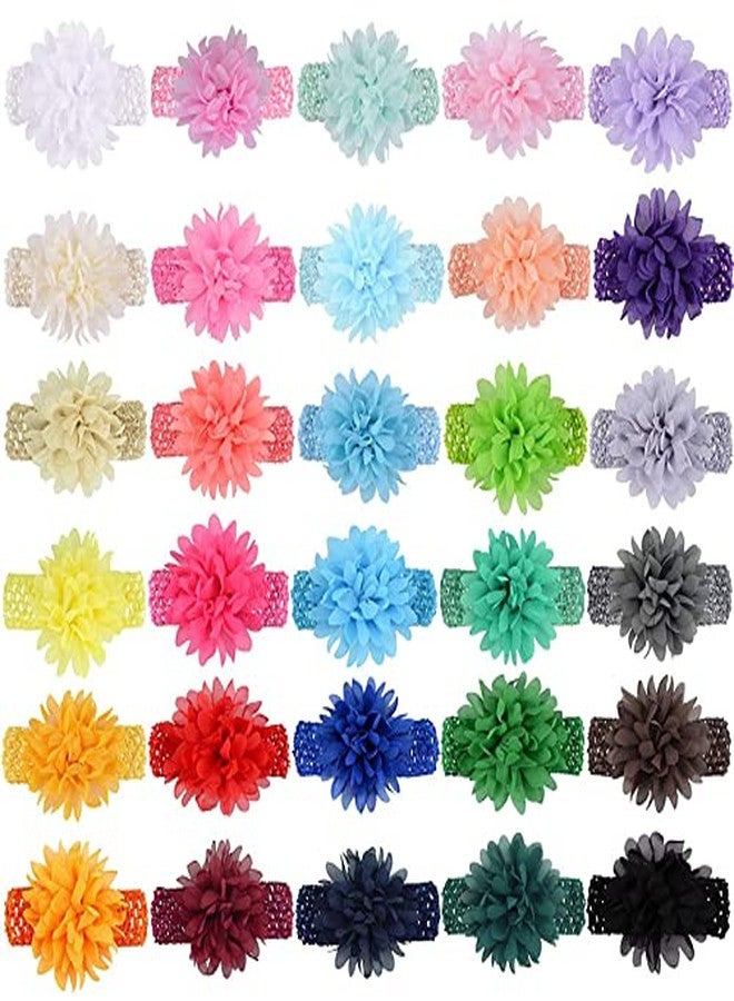 FAMEZA 6 Colors Baby Girls Headbands 4" Chiffon Flower Soft Stretchy Hair Band Hair Accessories for Baby Girls Toddler Infants Newborns - Image 2