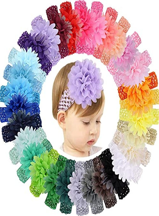 FAMEZA 6 Colors Baby Girls Headbands 4" Chiffon Flower Soft Stretchy Hair Band Hair Accessories for Baby Girls Toddler Infants Newborns - Image 1