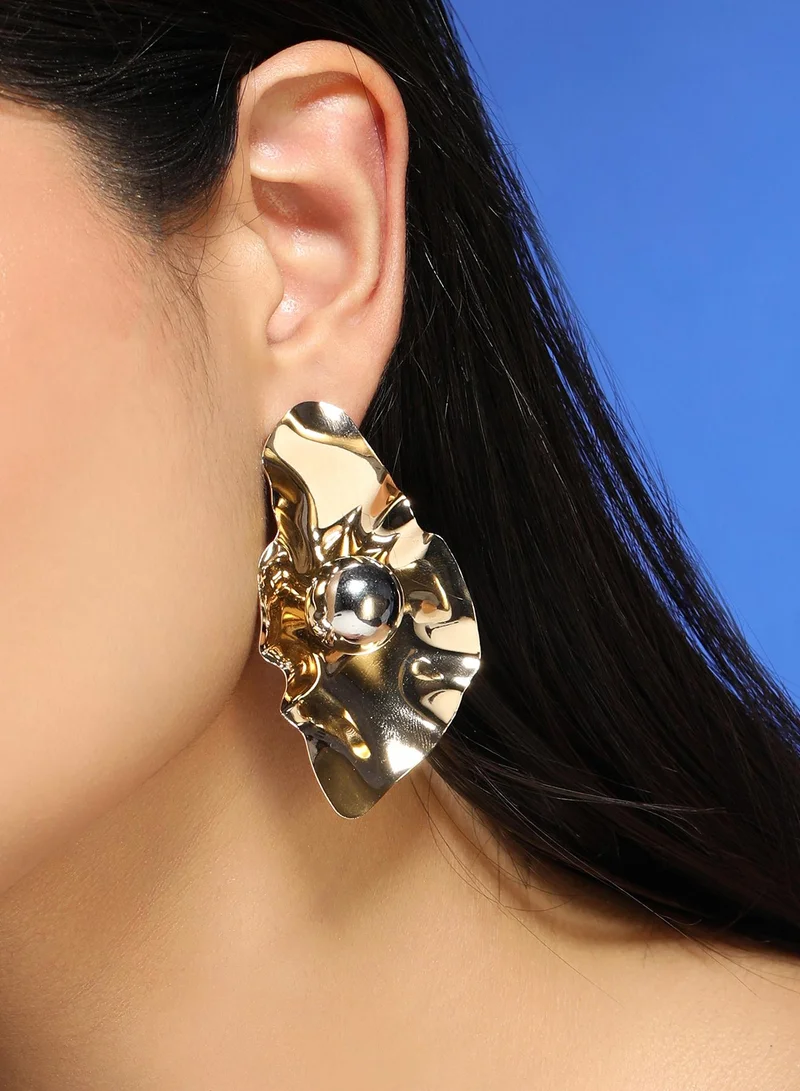 SOHI Women The Techno-Flora Statement Earrings | California Gold Colour | One-Size | Metallic Alloy Material | Push Back Closure | Earrings For Evening & Party Wear