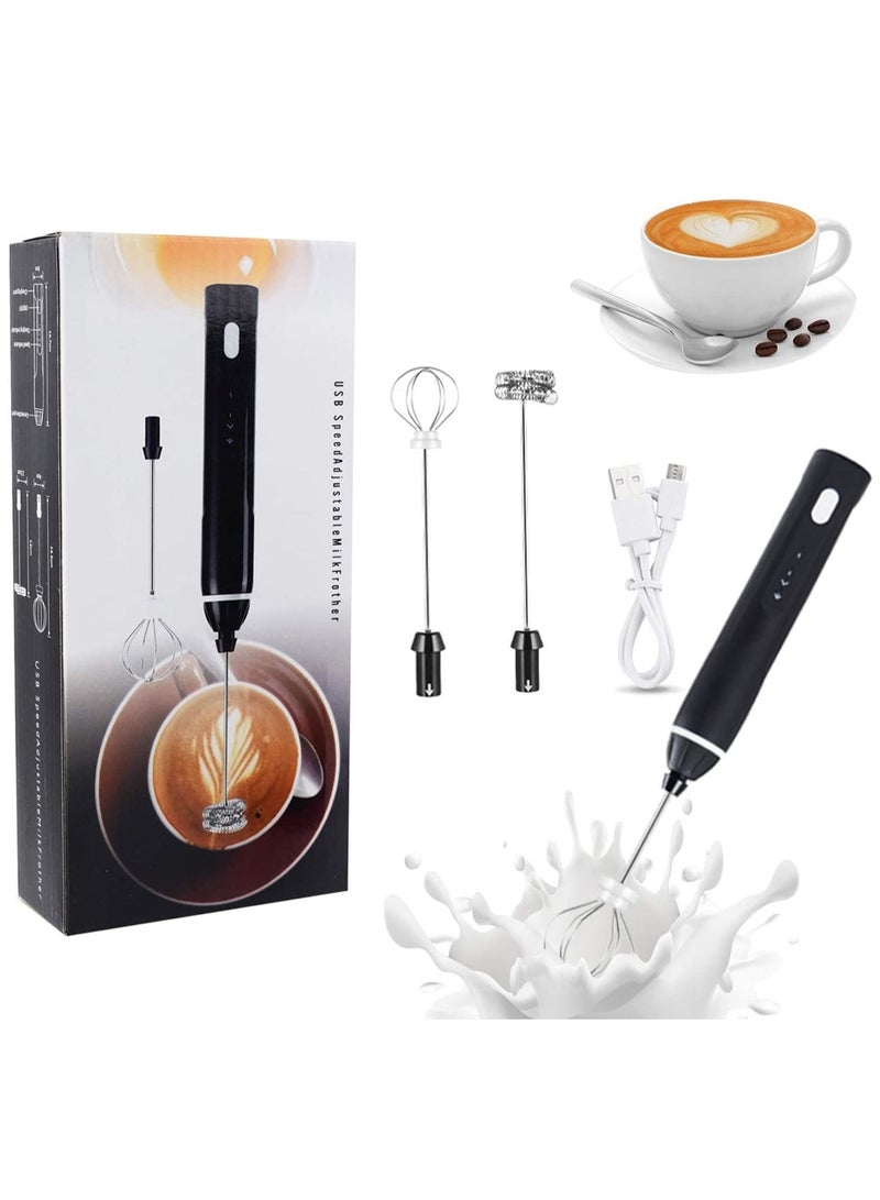 Rechargeable Milk Frother 3 Speeds Handheld Foam Maker With Stainless Whisk For Coffee, Latte, Cappuccino, Chocolate, Milk Tea, Coconut Milk, Durable Frother Drink Mixer, Lc-Mrkmixer  - Image 1